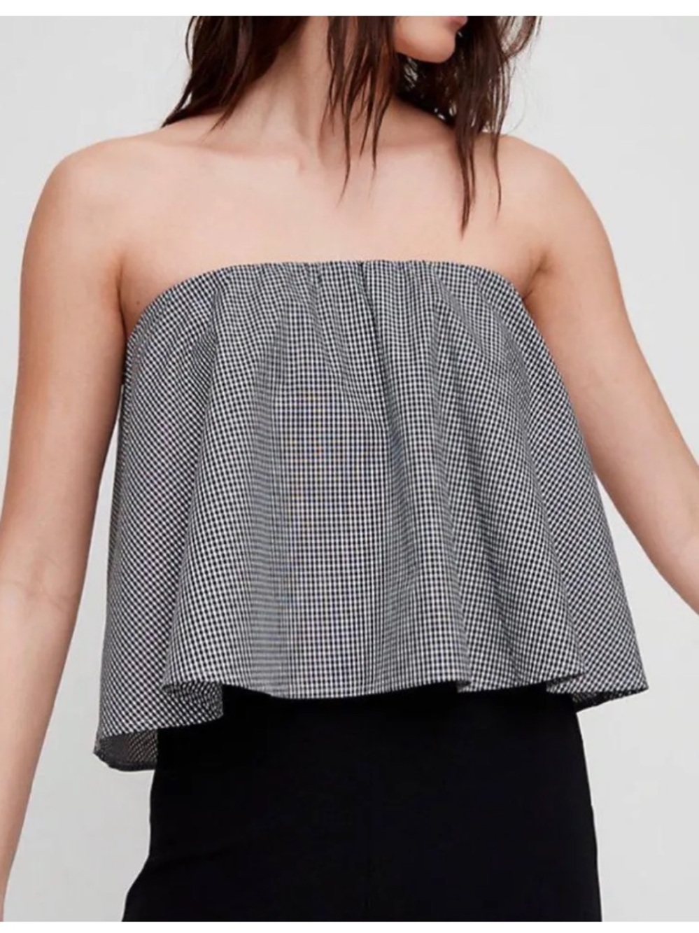 Babaton Eckerd Gingham Strapless Top